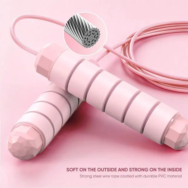 Alt view image 2 of 7 - Jump Rope, Tangle-Free Rapid Speed Jumping Rope Cable with Ball Bearings for Women, Men & Kids, Adjustable Steel Jump Rope with Foam Handles for Home Gym Exercise Fitness Workout Equipment & Slim Body
