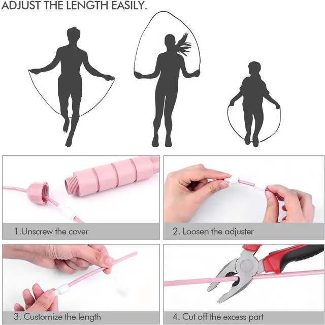 Alt view image 4 of 7 - Jump Rope, Tangle-Free Rapid Speed Jumping Rope Cable with Ball Bearings for Women, Men & Kids, Adjustable Steel Jump Rope with Foam Handles for Home Gym Exercise Fitness Workout Equipment & Slim Body