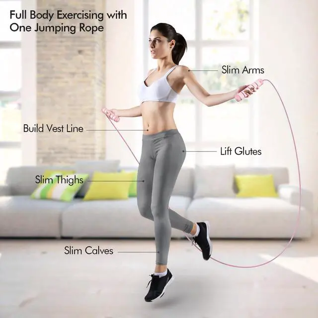 Alt view image 5 of 7 - Jump Rope, Tangle-Free Rapid Speed Jumping Rope Cable with Ball Bearings for Women, Men & Kids, Adjustable Steel Jump Rope with Foam Handles for Home Gym Exercise Fitness Workout Equipment & Slim Body