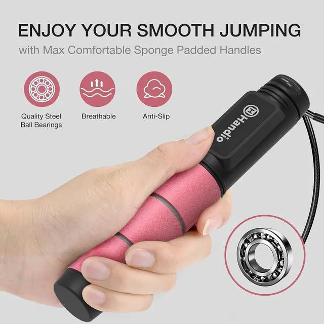 Alt view image 2 of 5 - Jump Rope, Jump Rope with Counter, Workout Jumping Rope with Steel Ball Bearings, Adjustable Length Speed Skipping Rope for Men Women Kids Home Gym, Crossfit, Fitness Exercise