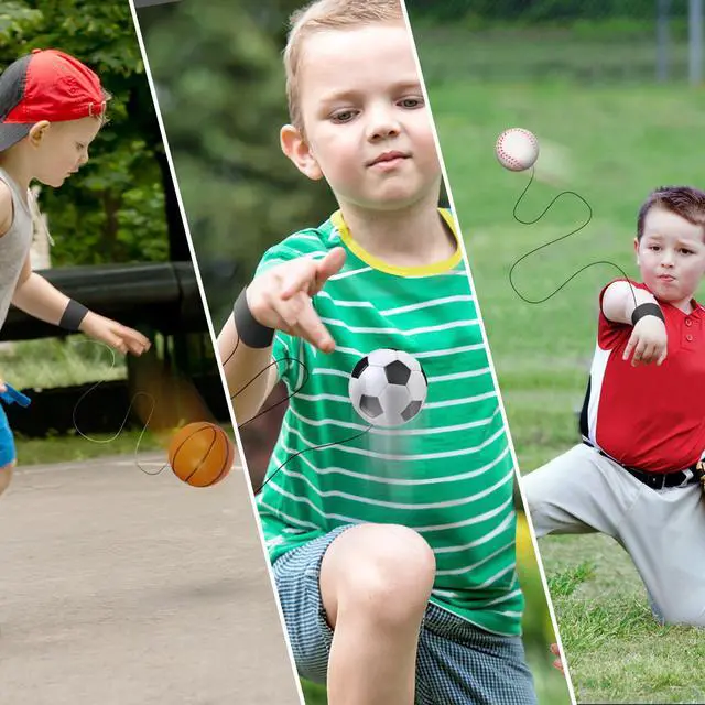 Alt view image 5 of 6 - 2.25 Inch Sports Wrist Balls - Set of 3 - Includes Basketball, Baseball, and Soccer Ball Wristband Toys - Durable Foam String Attached Rebound Balls - Party Favor, Gift Idea for Kids