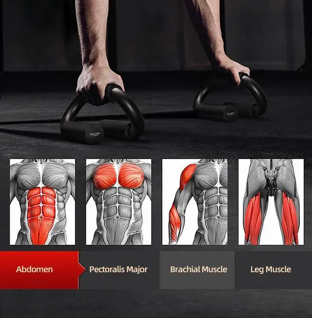 Alt view image 7 of 7 - AIR-ONE SPORTS Push Up Bars, Extra Thick Non-Slip Foam Grip, Sturdy S-Shaped Structure Push Up Stands, Wrist Protection Handles for Strength Training Home Gym, Supports Users Over 200 lbs, Black & Red