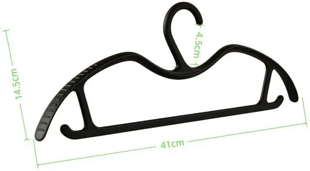 Alt view image 2 of 5 - 10Pack Coat Hanger Curved Non-Slip Grip Plastic Short Neck Clothes Hangers for Coats, Pants & Dress Black