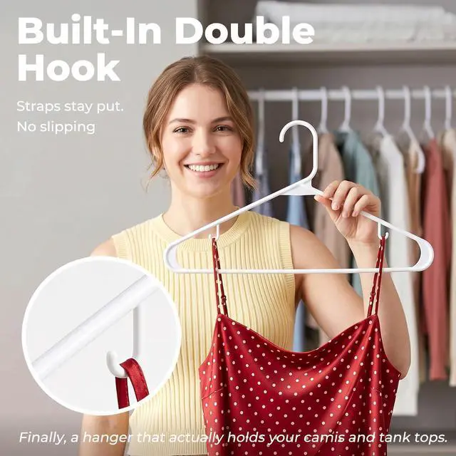 Alt view image 4 of 7 - White Plastic Hangers 16 Pack, Space Saving Coat Hanger, Clothes Hanger with Non Slip Hooks, Plastic Clothing Hangers for Closet, Ideal for Everyday Use on Shirts, Coats, Pants, Dress