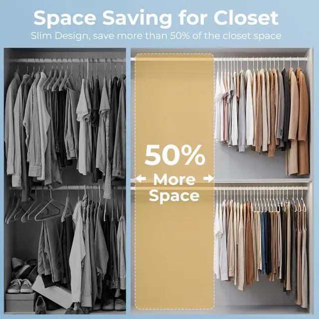 Alt view image 5 of 7 - White Plastic Hangers 16 Pack, Space Saving Coat Hanger, Clothes Hanger with Non Slip Hooks, Plastic Clothing Hangers for Closet, Ideal for Everyday Use on Shirts, Coats, Pants, Dress