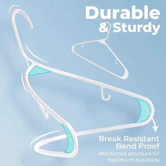 Alt view image 6 of 7 - White Plastic Hangers 16 Pack, Space Saving Coat Hanger, Clothes Hanger with Non Slip Hooks, Plastic Clothing Hangers for Closet, Ideal for Everyday Use on Shirts, Coats, Pants, Dress
