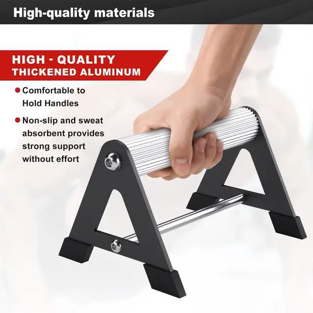 Alt view image 4 of 5 - Push Up Bar - All-aluminum Lightweight Pushup Stands with Non-Slip Base, 660LB Capacity, Portable Home Gym Equipment for Strength Training & Floor WorkoutsBlack6.5inch