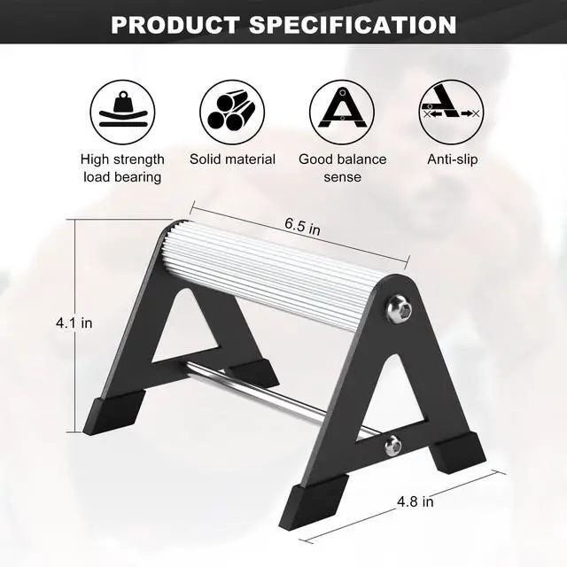 Alt view image 2 of 5 - Push Up Bar - All-aluminum Lightweight Pushup Stands with Non-Slip Base, 660LB Capacity, Portable Home Gym Equipment for Strength Training & Floor WorkoutsBlack6.5inch