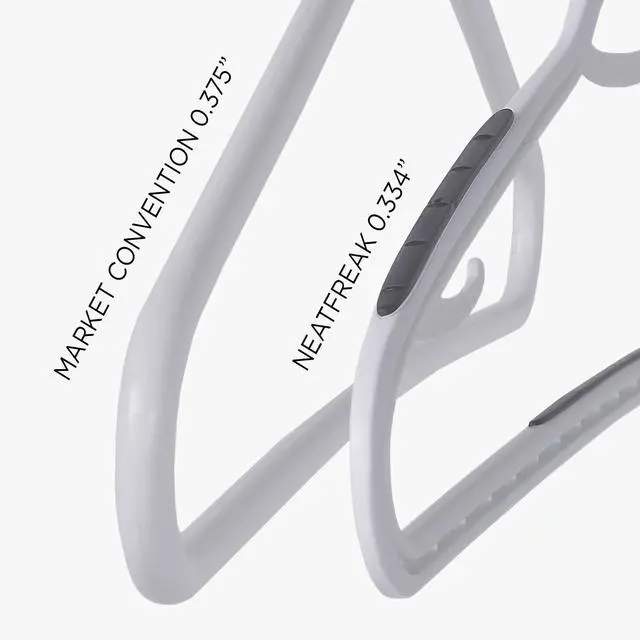 Alt view image 4 of 6 - Neatfreak Slim Non Slip Hangers - Space Saving Set of 10 With Lingerie Hooks and Pants/Accessories Bar - Patented W Frame White Plastic Hangers