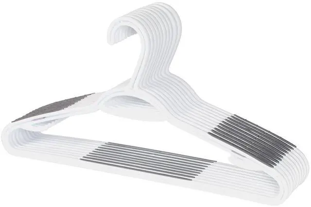 Main image of Neatfreak Slim Non Slip Hangers - Space Saving Set of 10 With Lingerie Hooks and Pants/Accessories Bar - Patented W Frame White Plastic Hangers