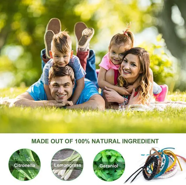 Alt view image 2 of 6 - 12 Pack Mosquito Repellent Bracelets, Individually Wrapped PU Leather Insect & Bug Repellent Wrist Bands for Kids & Adults Outdoor Camping Fishing Traveling