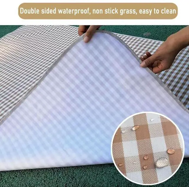 Alt view image 4 of 7 - Extra Large Picnic Blanket Beach Blankets, Outdoor Foldable Waterproof Sand Mat for Beach Camping Hiking Travel Family Concerts Grass Park Music Festival Lawn Mats (Brown, 80x60inch)