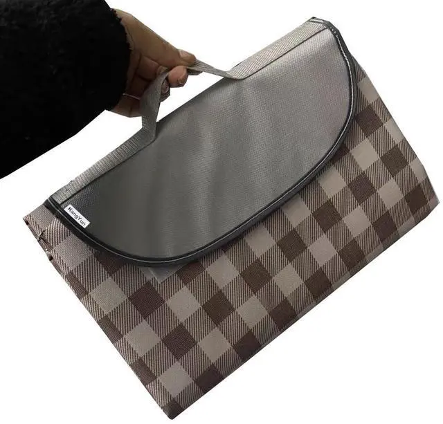 Alt view image 6 of 7 - Extra Large Picnic Blanket Beach Blankets, Outdoor Foldable Waterproof Sand Mat for Beach Camping Hiking Travel Family Concerts Grass Park Music Festival Lawn Mats (Brown, 80x60inch)