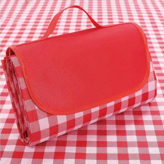 Main image of Picnic Blanket|Beach Mat|Picnic Blanket for Indoor and Outdoor, 80" x 60" Sandproof Waterproof Larger Mat for Beach, Travel, Camping, Hiking, Park Grass,Handy Mat Tote, Foldable. (Red Plaids)