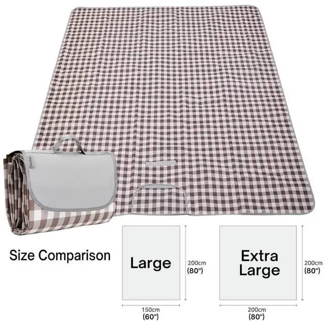 Alt view image 5 of 7 - Extra Large Picnic Blanket Beach Blankets, Outdoor Foldable Waterproof Sand Mat for Beach Camping Hiking Travel Family Concerts Grass Park Music Festival Lawn Mats (Brown, 80x60inch)