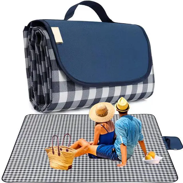 Main image of Large Picnic Blanket Beach Blankets, 80''x60'' Picnic Mat Waterproof Sand Proof Foldable Portable for Outdoor Camping Hiking Travel Grass Park Music Festival Lawn Mats
