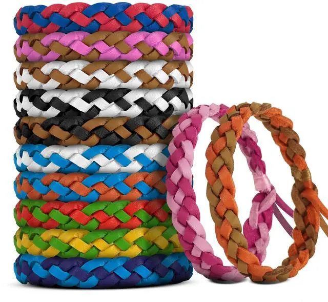 Main image of 12 Pack Mosquito Repellent Bracelets, DEET-Free Natural Bands, PU Leather Insect & Bug Repellent Wrist Bands for Kids & Adults, Individually Wrapped