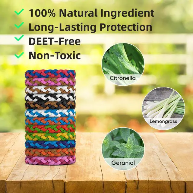 Alt view image 4 of 7 - 12 Pack Mosquito Repellent Bracelets, DEET-Free Natural Bands, PU Leather Insect & Bug Repellent Wrist Bands for Kids & Adults, Individually Wrapped