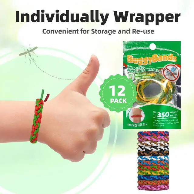 Alt view image 6 of 7 - 12 Pack Mosquito Repellent Bracelets, DEET-Free Natural Bands, PU Leather Insect & Bug Repellent Wrist Bands for Kids & Adults, Individually Wrapped