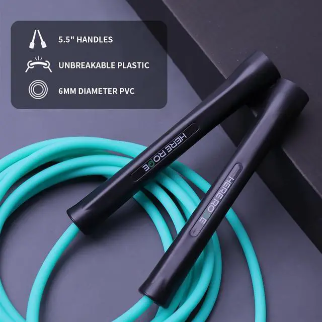 Alt view image 2 of 6 - Hererope 6MM PVC Jump Rope for Men & Women Fitness, Speed, Tricks, Cardio Training, Boxing Jump Rope with Unbreakable Handles and Non-Kinking Skipping Rope, Adjustable Jumprope for Indoor Outdoor