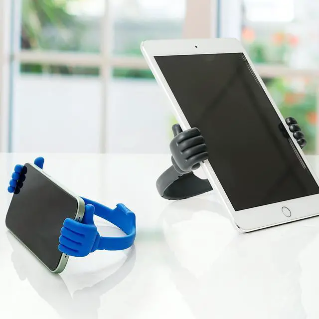 Alt view image 2 of 7 - Thumbs-up Cell Phone Stand Holder,Tablet Stand Cradle for Desk Desktop Smartphone Cellphone Mobile Phone,Tablets - Universal, Adjustable Flexible,Blue