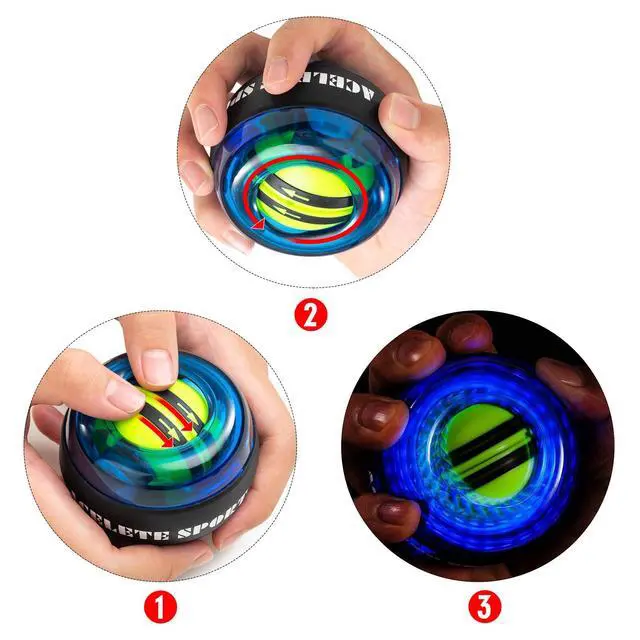 Alt view image 4 of 6 - Gyro Ball Wrist Exerciser Torque Ball Forearm Strengthener for Stronger Wrist Bones and Muscle(Blue Light)