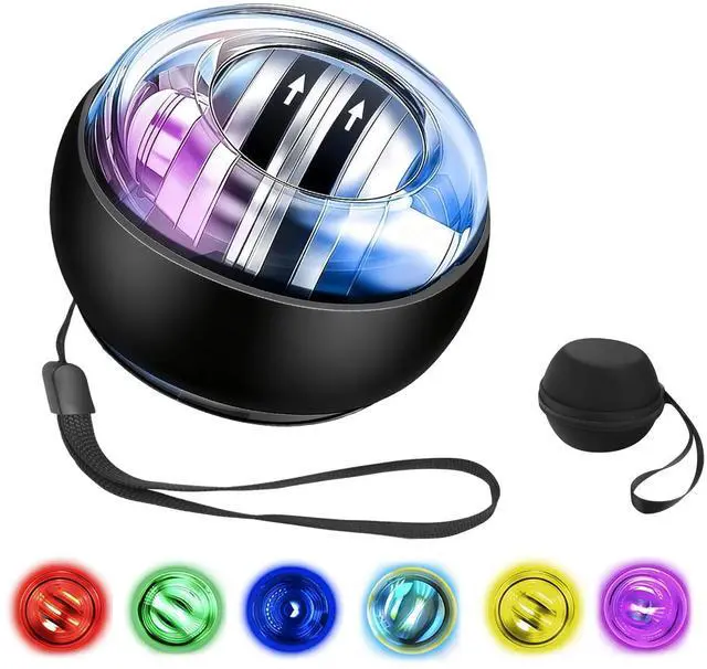 Main image of Torque Ball, Wrist Trainer Ball 2026 Upgraded, Auto-Start Gyro Ball, Wrist & Forearm Strengthener with LED Light, Smooth Silent Rotation, Portable Trainer for Fitness, Grip Strength Training-black
