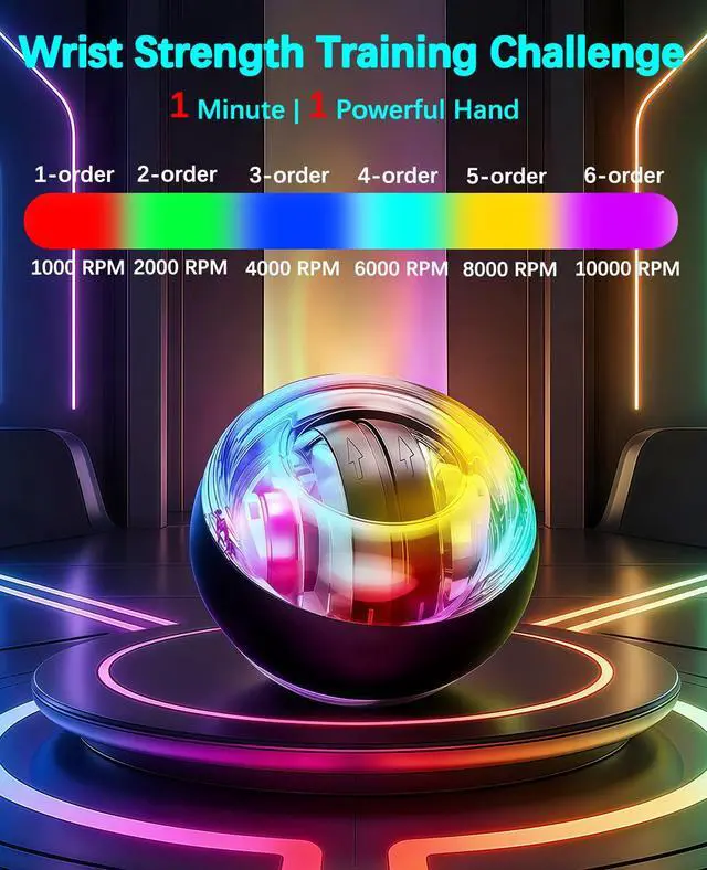 Alt view image 3 of 7 - Torque Ball, Wrist Trainer Ball 2026 Upgraded, Auto-Start Gyro Ball, Wrist & Forearm Strengthener with LED Light, Smooth Silent Rotation, Portable Trainer for Fitness, Grip Strength Training-black