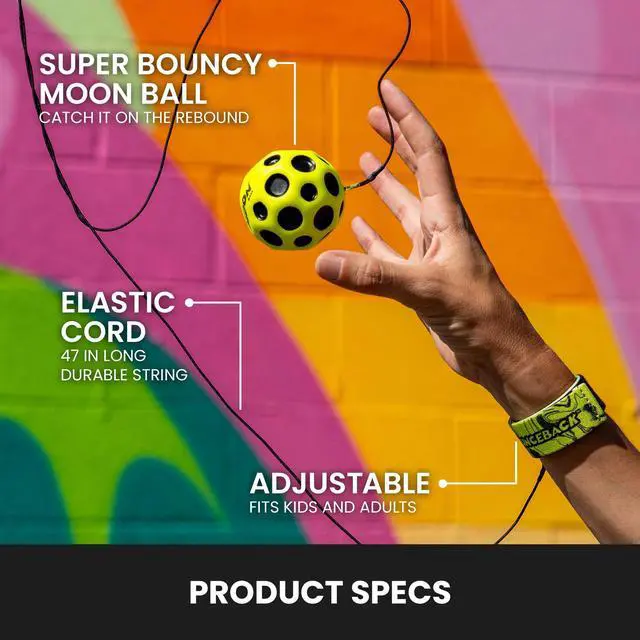 Alt view image 5 of 7 - Bounceback Returning Yellow Moon Ball Hyper Bouncy Balls, Extreme Bounce and Fun, Super High Bouncing Ball for Active Play and Outdoor Games