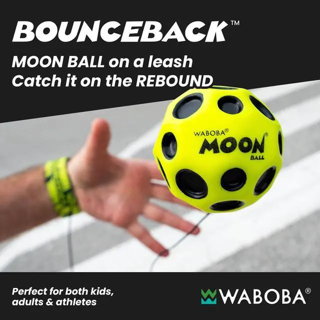 Alt view image 2 of 7 - Bounceback Returning Yellow Moon Ball Hyper Bouncy Balls, Extreme Bounce and Fun, Super High Bouncing Ball for Active Play and Outdoor Games