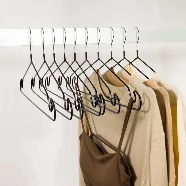 Alt view image 6 of 7 - Clothes Hangers, 20Pack,Black Metal Hangers,15.7'W Space-Saving Shirt Hanger,Non-Slip Heavy Duty Hanger with Deep Shoulder Notches for Dress and Camisole
