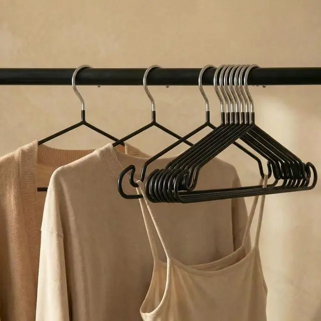 Main image of Clothes Hangers, 20Pack,Black Metal Hangers,15.7'W Space-Saving Shirt Hanger,Non-Slip Heavy Duty Hanger with Deep Shoulder Notches for Dress and Camisole