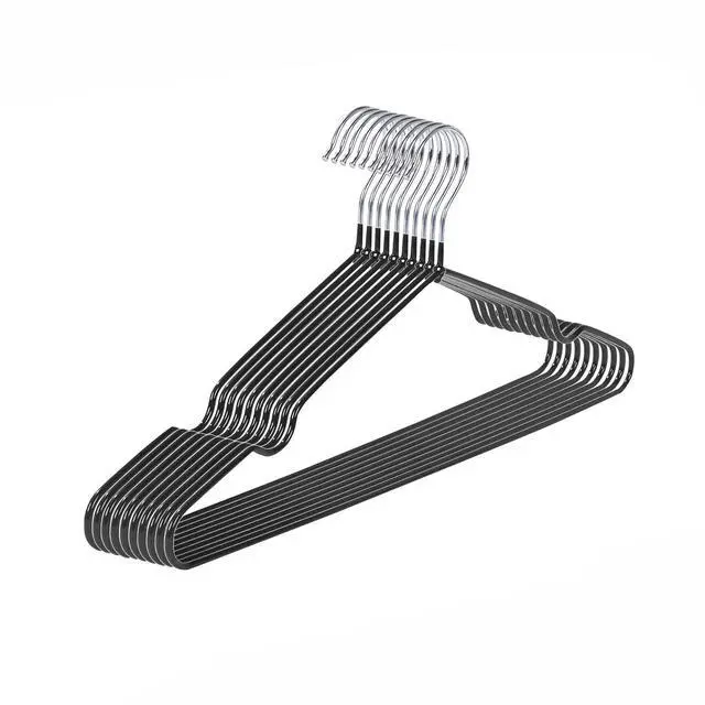 Main image of Ultra-Thin Metal Hangers, 10 Pack Non-Slip PVC Coated Space Saving Clothes Hangers for Closet, 16 inch Wide for Suits, Dresses, JacketsBlack
