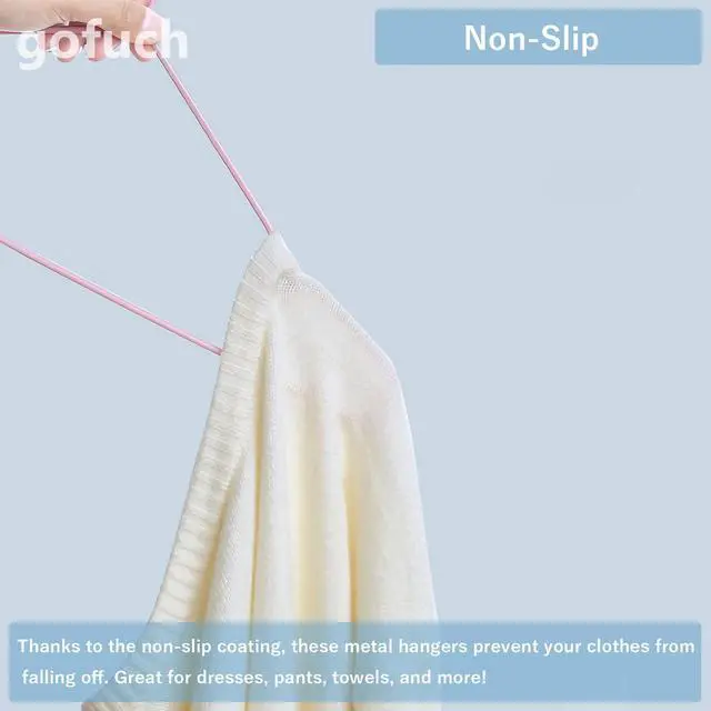 Alt view image 3 of 7 - Ultra-Thin Metal Hangers, 10 Pack Non-Slip PVC Coated Space Saving Clothes Hangers for Closet, 16 inch Wide for Suits, Dresses, JacketsBlack
