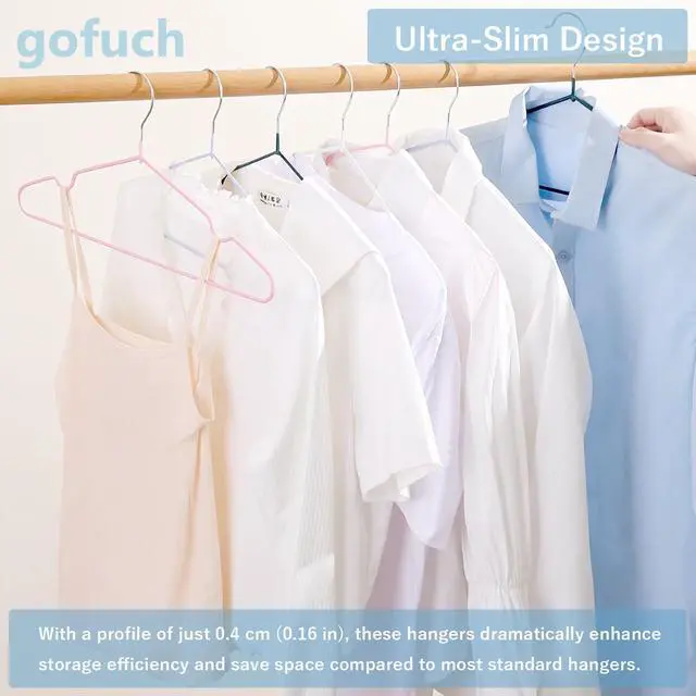 Alt view image 6 of 7 - Ultra-Thin Metal Hangers, 10 Pack Non-Slip PVC Coated Space Saving Clothes Hangers for Closet, 16 inch Wide for Suits, Dresses, JacketsBlack