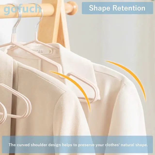 Alt view image 7 of 7 - Ultra-Thin Metal Hangers, 10 Pack Non-Slip PVC Coated Space Saving Clothes Hangers for Closet, 16 inch Wide for Suits, Dresses, JacketsBlack