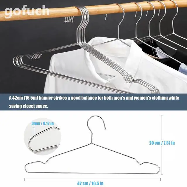 Alt view image 2 of 7 - Wire Coat Hangers 10 Pack Strong Heavy Duty Stainless Steel Metal Coat Hangers Ultra Thin Space Saving Clothes Hangers 16.5 Inch