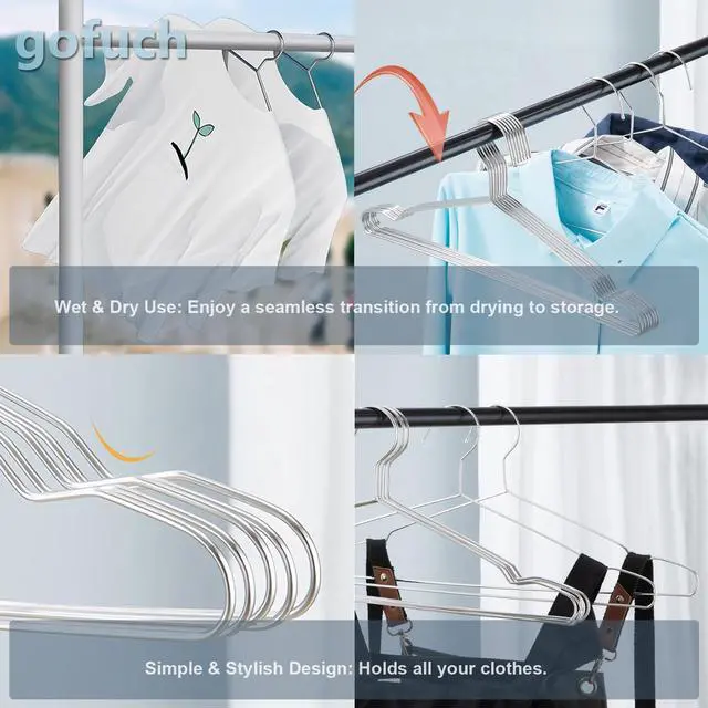 Alt view image 6 of 7 - Wire Coat Hangers 10 Pack Strong Heavy Duty Stainless Steel Metal Coat Hangers Ultra Thin Space Saving Clothes Hangers 16.5 Inch