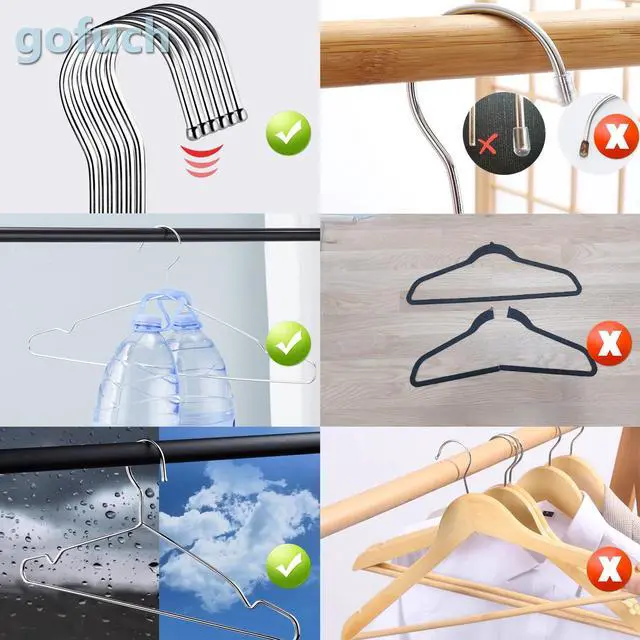 Alt view image 5 of 7 - Wire Coat Hangers 10 Pack Strong Heavy Duty Stainless Steel Metal Coat Hangers Ultra Thin Space Saving Clothes Hangers 16.5 Inch