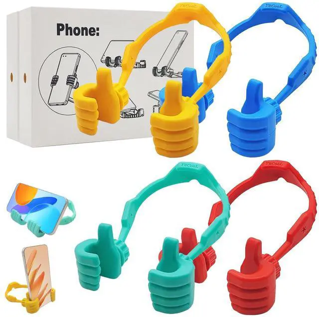 Main image of Thumb-Up Lazy Phone Stand, 4 Pack Adjustable Lazy Phone Stands OK Stand, Thumb Up Cell Phone Holder for Desk for Mothers Day - Red/Yellow/Blue/Green