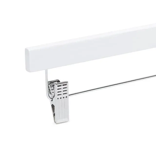 Alt view image 3 of 3 - Durable Wooden Pants and Skirt Hangers with Clips, Closet Organizer, White, 10-Pack