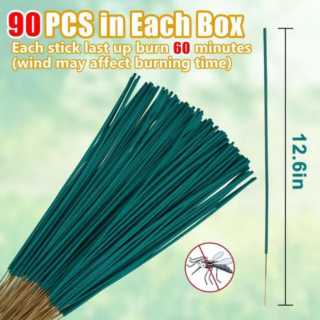 Alt view image 2 of 7 - 90 Pcs Mosquito Repellent Outdoor Patio, Mosquito Incense Sticks Natural Citronella Oil Plant-Based Bug Repellent for Camping Fishing Backyard Travel