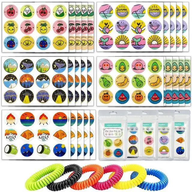 Main image of Mosquito Repellent Stickers, 300 Pack for Kids & Adults, Outdoor/Indoor, Natural Plant-Based, 6 Mosquito Bracelets Included