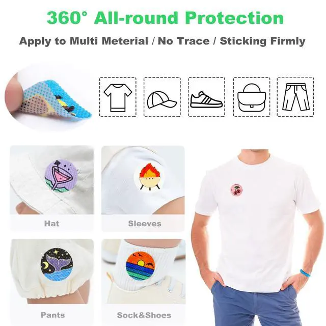 Alt view image 6 of 7 - Mosquito Repellent Stickers, 300 Pack for Kids & Adults, Outdoor/Indoor, Natural Plant-Based, 6 Mosquito Bracelets Included