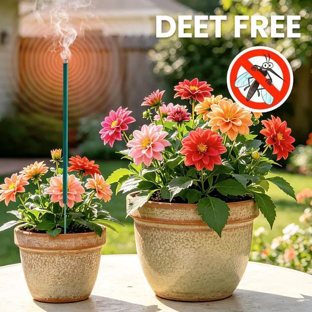Alt view image 3 of 5 - 24 Pack Incense Sticks for Outdoor Patio Backyard Indoors Camping Travel Yoga, DEET Free Mosquito Repellent Sticks Safe for Kids Pets, Long-Lasting 2-Hour Burn Time, Green