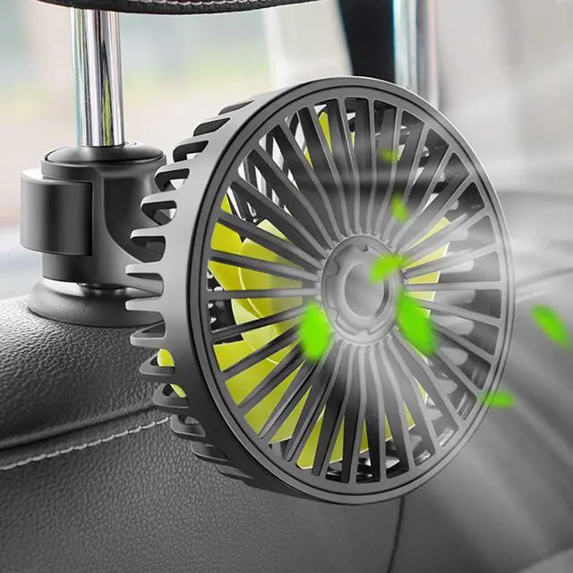 Main image of Car Fan for Backseat, USB Powered Car Rear Seat Headrest Fans, 3 Speeds and 360 Degree Rotatable Cooling and Powerful Air Circulation Fans for Sedan, SUV, RV, Pickup, Truck, Van, Golf Vehicles