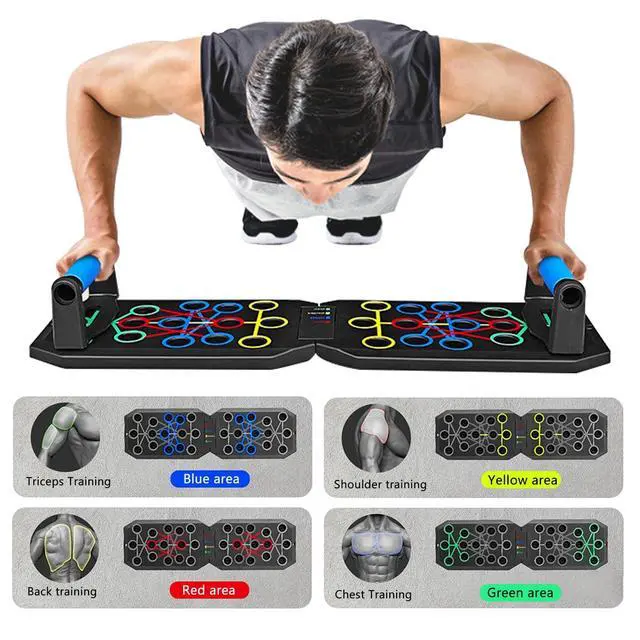 Alt view image 2 of 6 - Push Up Board Fitness, Foldable Multi-Function Exercise Board with Elastic Cord for Total Body Workouts, Portable Push Up Board for Floor (Basic Model)