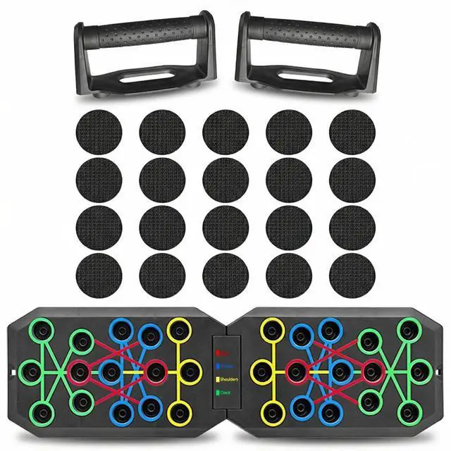 Main image of Push Up Board Fitness, Foldable Multi-Function Exercise Board with Elastic Cord for Total Body Workouts, Portable Push Up Board for Floor (Basic Model)