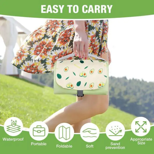 Alt view image 4 of 7 - Picnic Blanket, Waterproof Beach Blanket with Carry Handle, 39x59 in