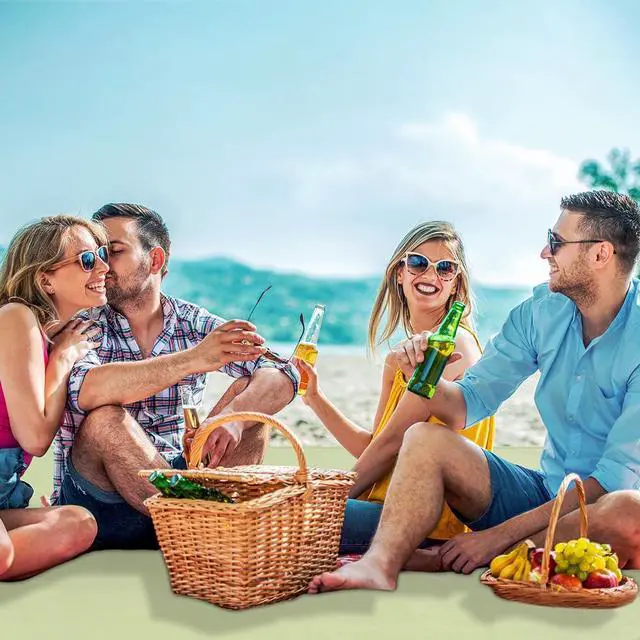 Alt view image 7 of 7 - Picnic Blanket, Waterproof Beach Blanket with Carry Handle, 39x59 in